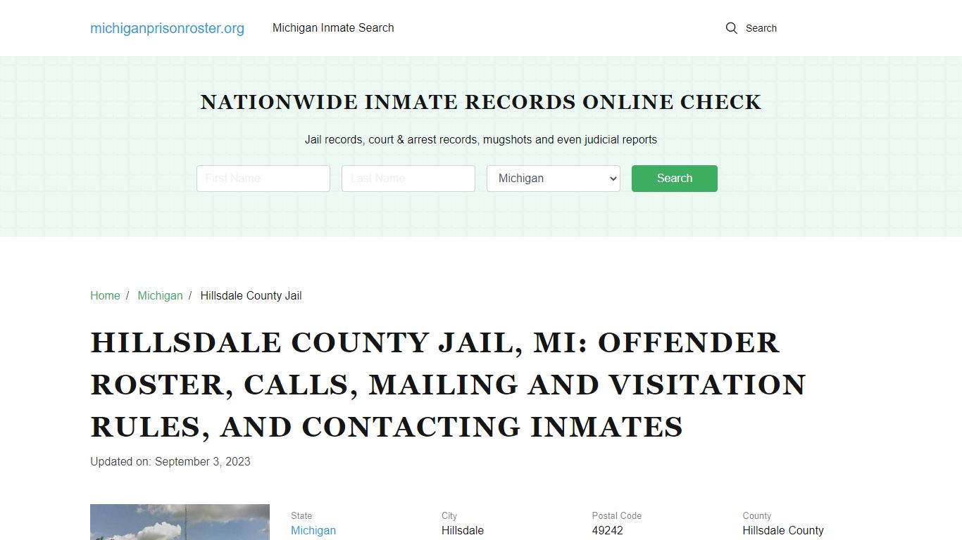 Hillsdale County Jail, MI: Inmate Search, Visitation & Contact Info
