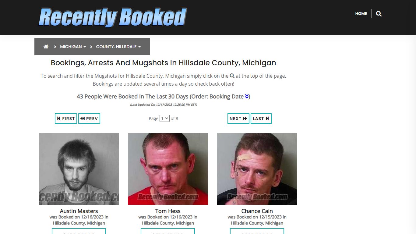 Bookings, Arrests and Mugshots in Hillsdale County, Michigan