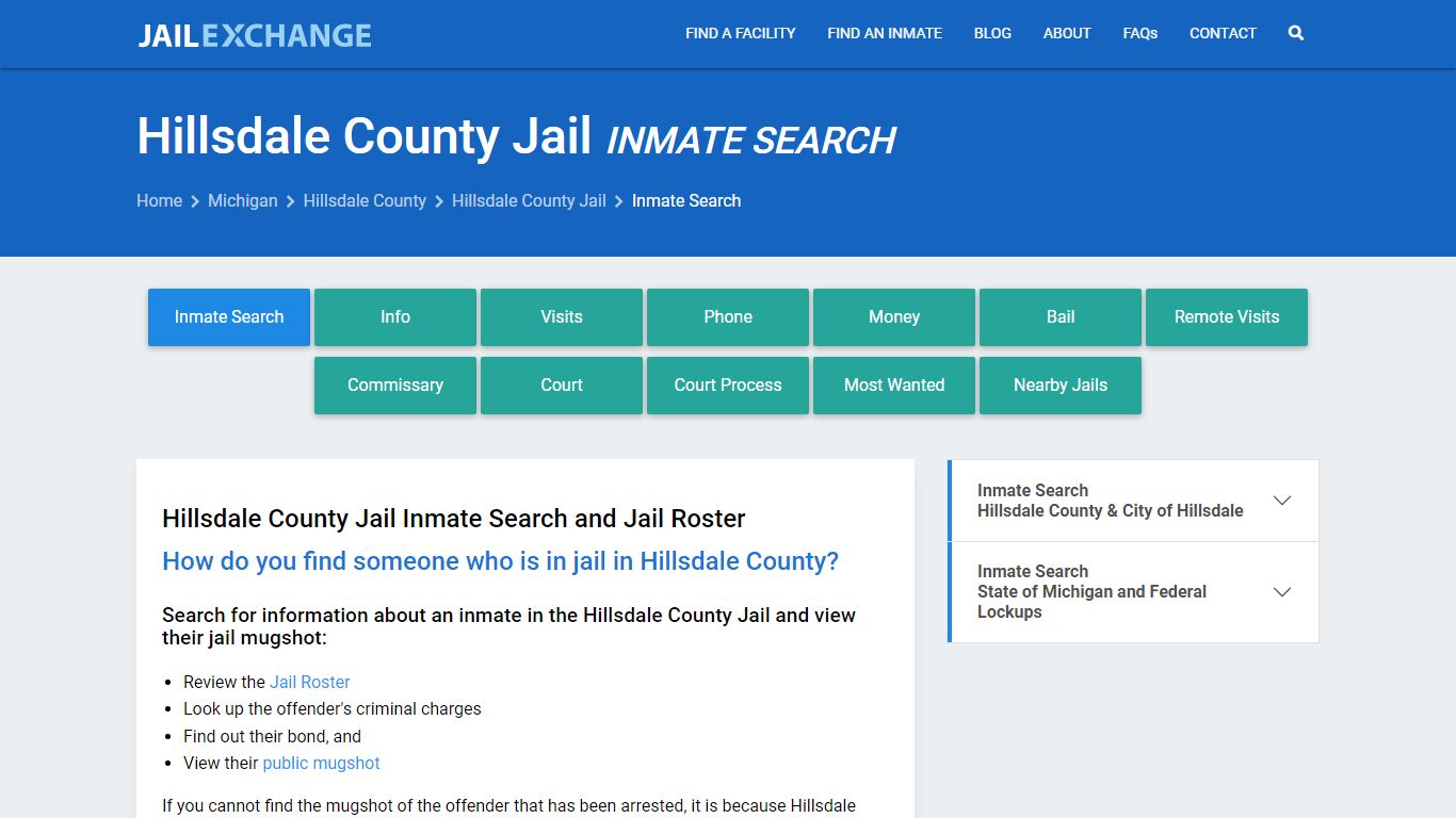 Hillsdale County Jail Inmate Search - Jail Exchange